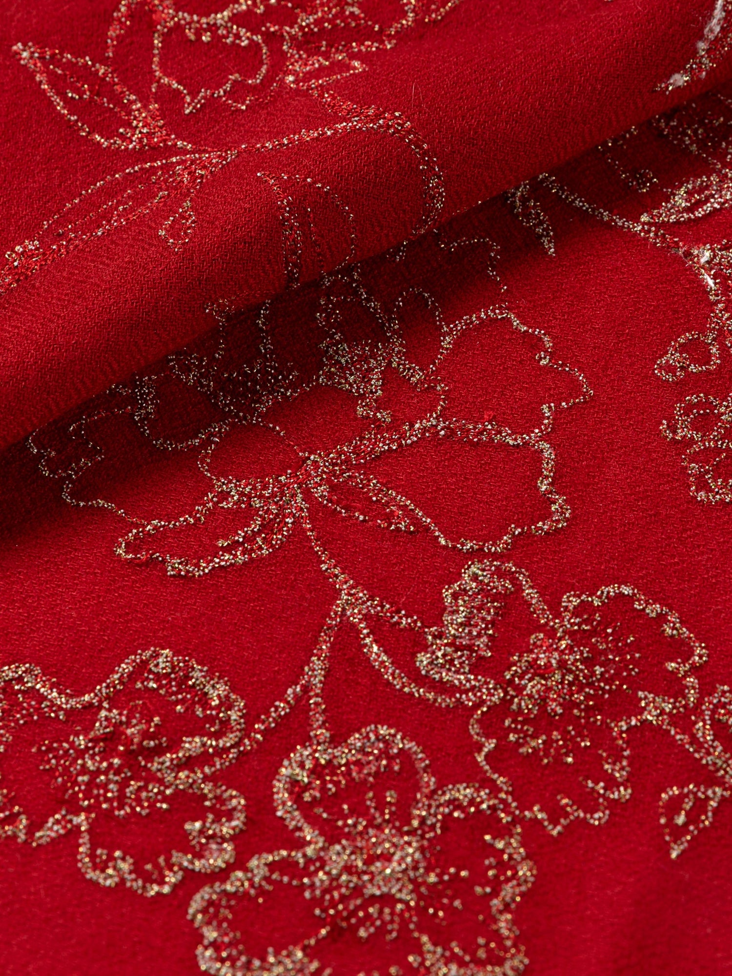 Embroidered Cashmere Shawl | Red