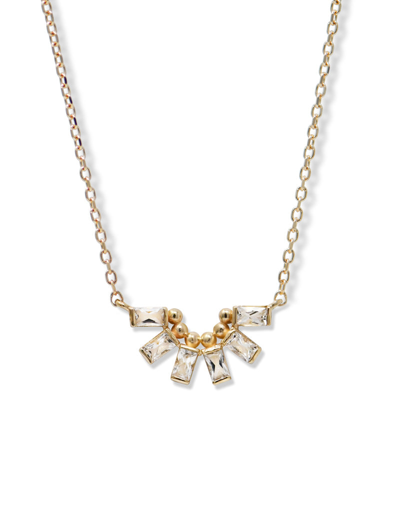 Anzie x Mel Soldera Deco Fan Necklace | Clear Topaz | 14K Yellow Gold