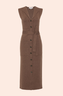 Sleeveless Knit Vest Dress | Camel