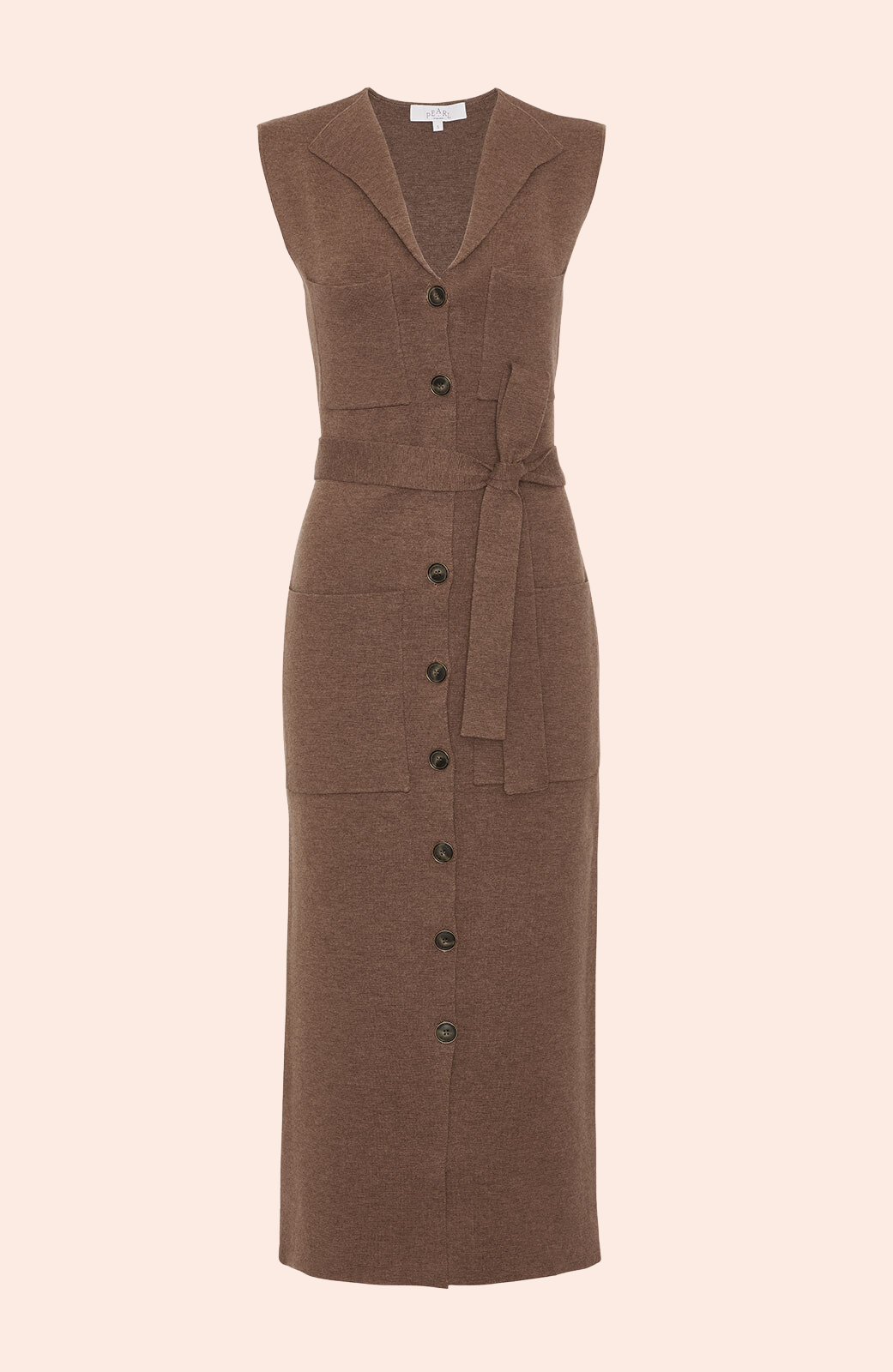 Sleeveless Knit Vest Dress | Camel