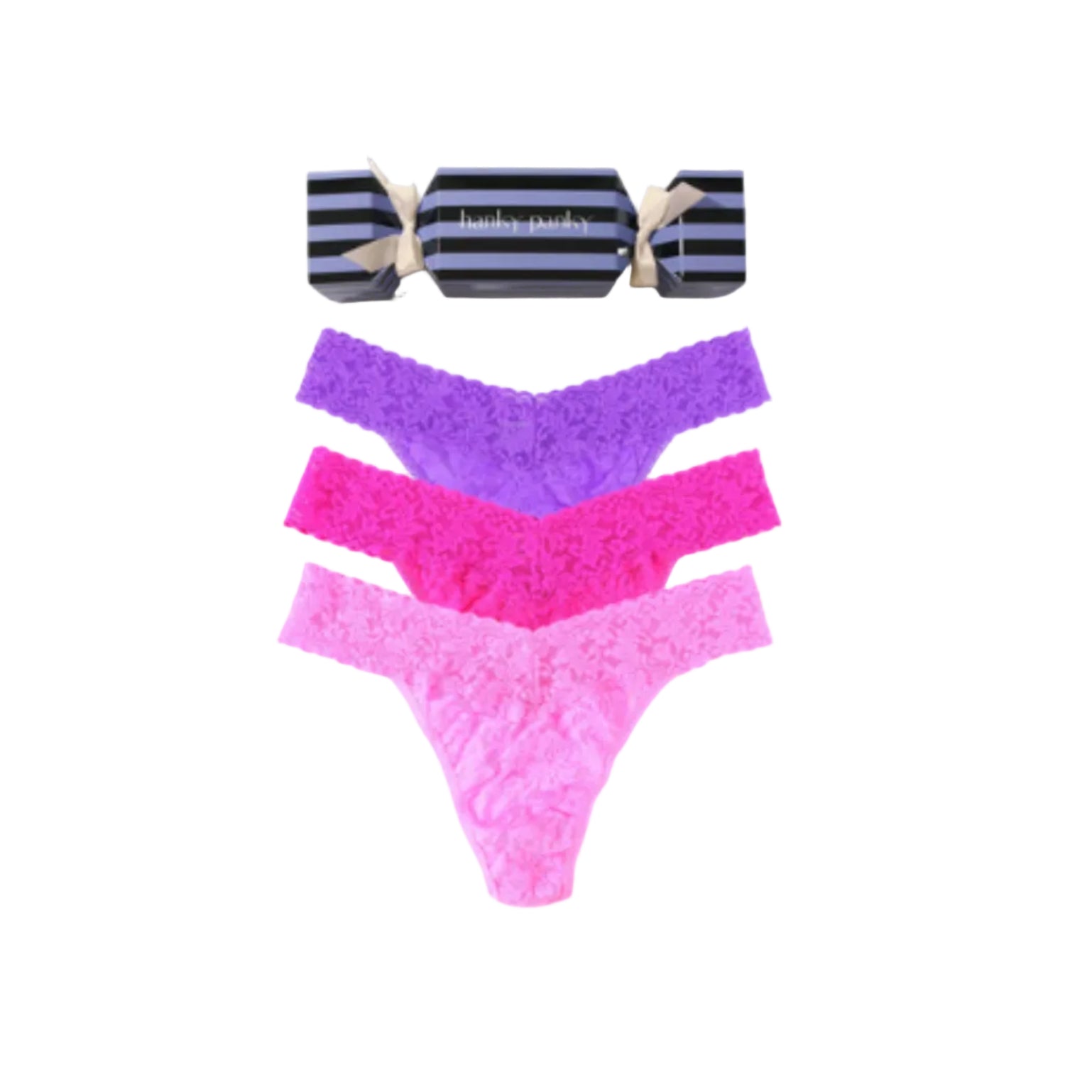 3-Pack Signature Lace Original Rise Thongs | Strawberry Lemonade, Passionate Pink, Vivid Violet