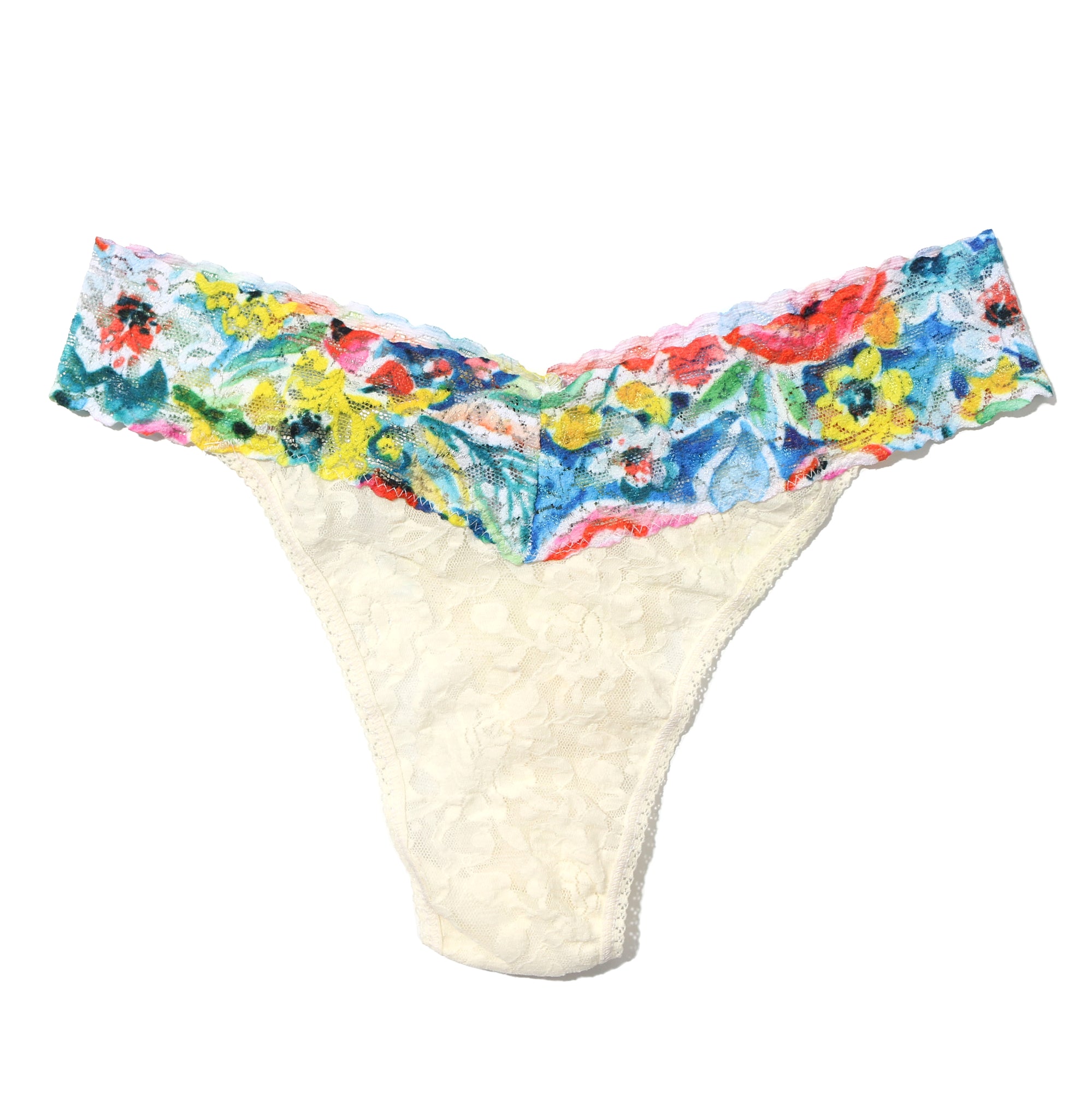 Signature Lace Original Rise Thong | Ivory/Brilliant Blooms