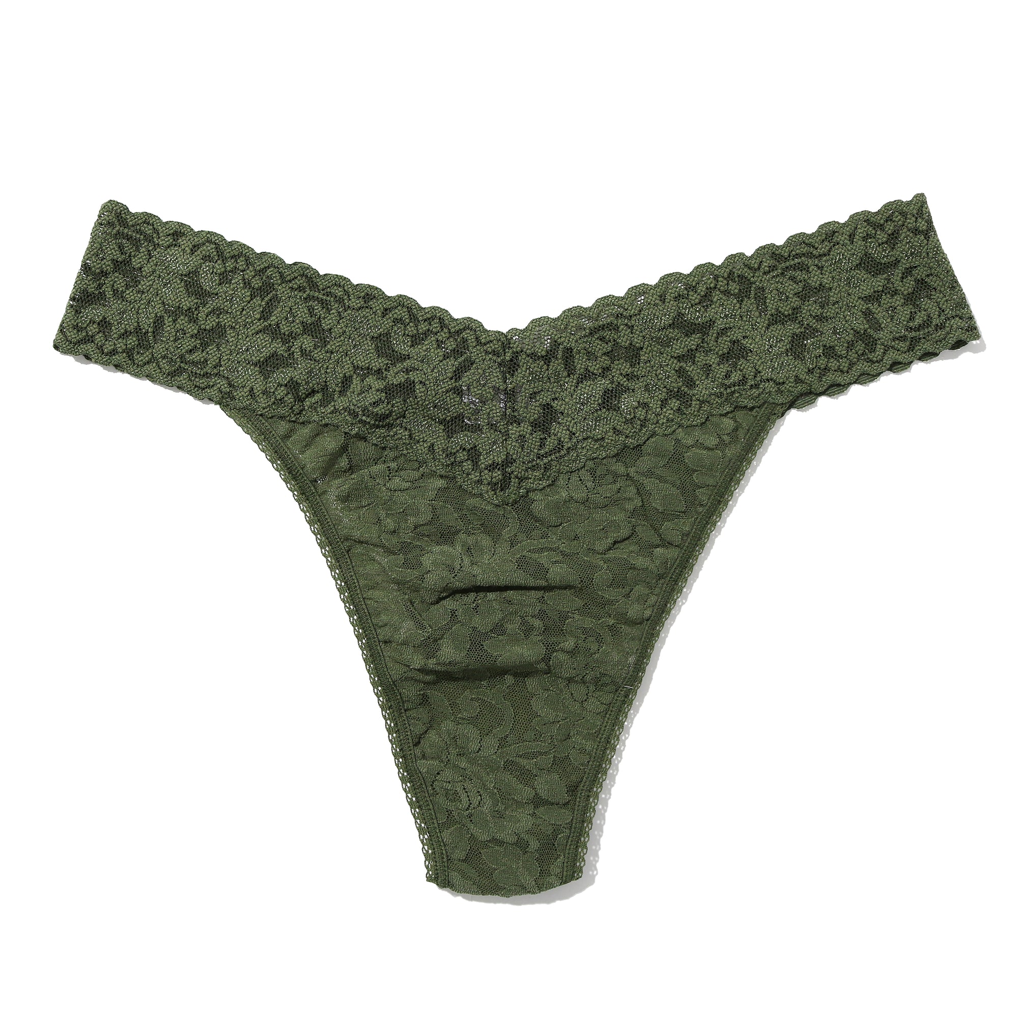 Signature Lace Original Rise Thong | Herb Green