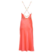 Beaded Strap Midi Slip Dress | Neon Coral