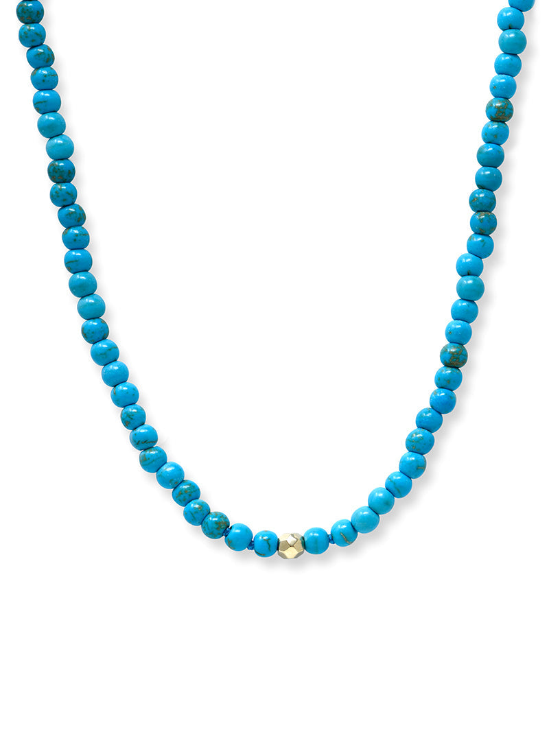 Boheme Smooth Round Turquoise Necklace | Turquoise Opal | 14K Yellow Gold