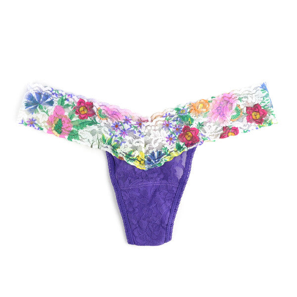 Signature Lace Low Rise Thong | Purple Berry/Wild Flower