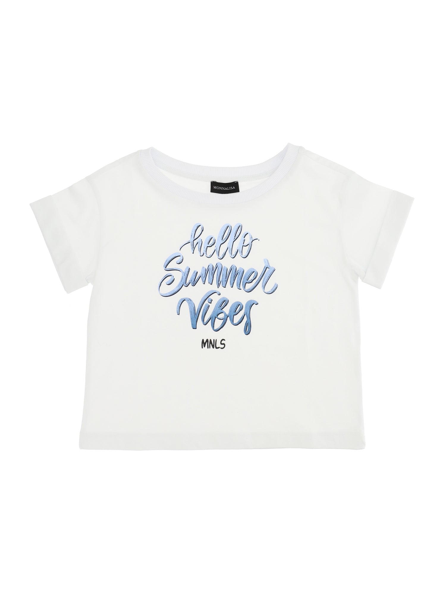 Girls | Short Jersey T-Shirt | White/Sky Blue