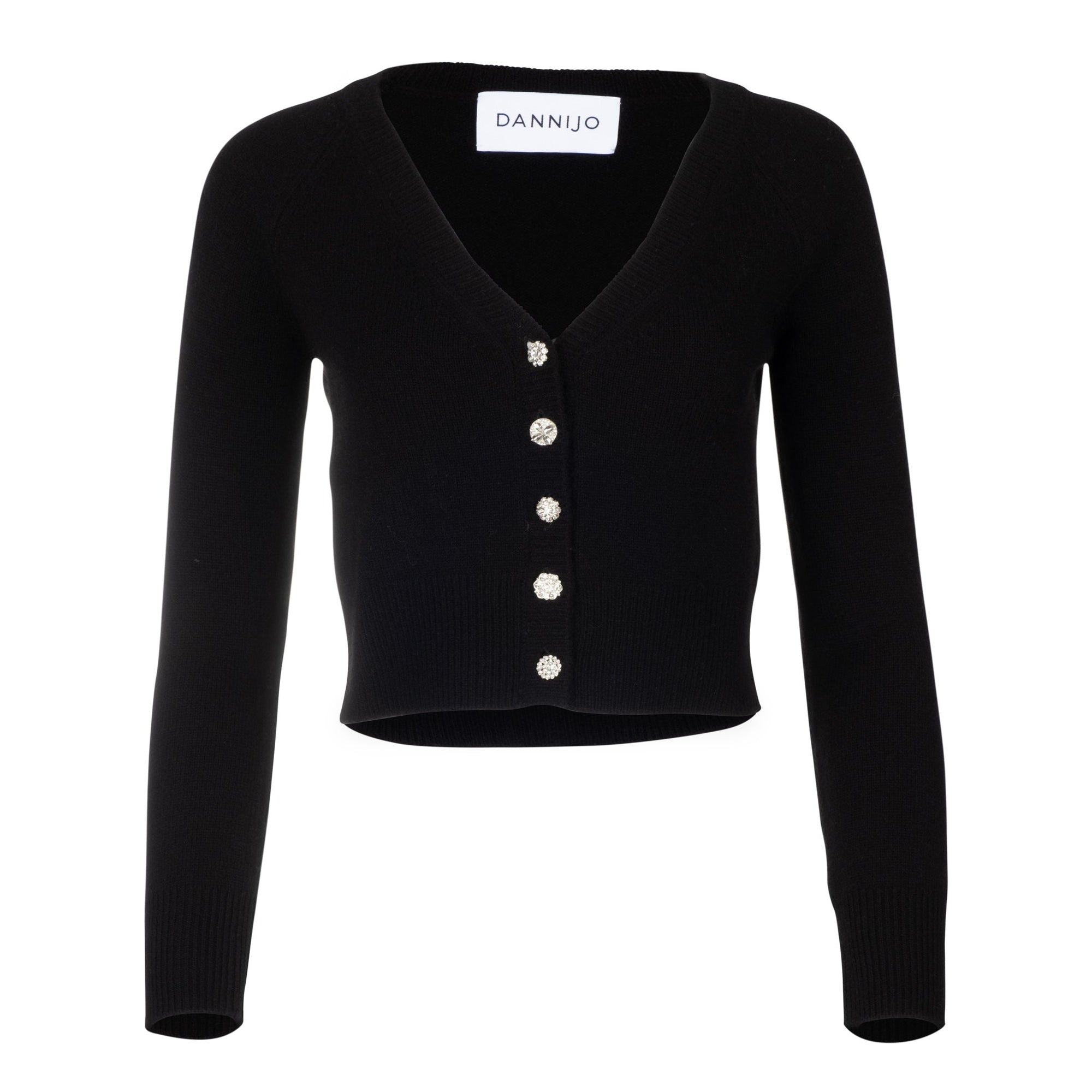 V-Neck Cropped Cardigan | Black