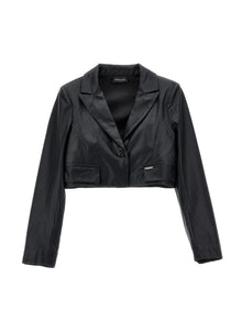 Girls | Coated Fabric Spencer Jacket | Black