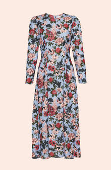 Floral Printed Crepe Midi Dress | Periwinkle Multi