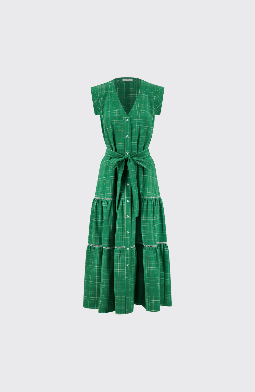 Stretch Seersucker Tiered Dress | Green