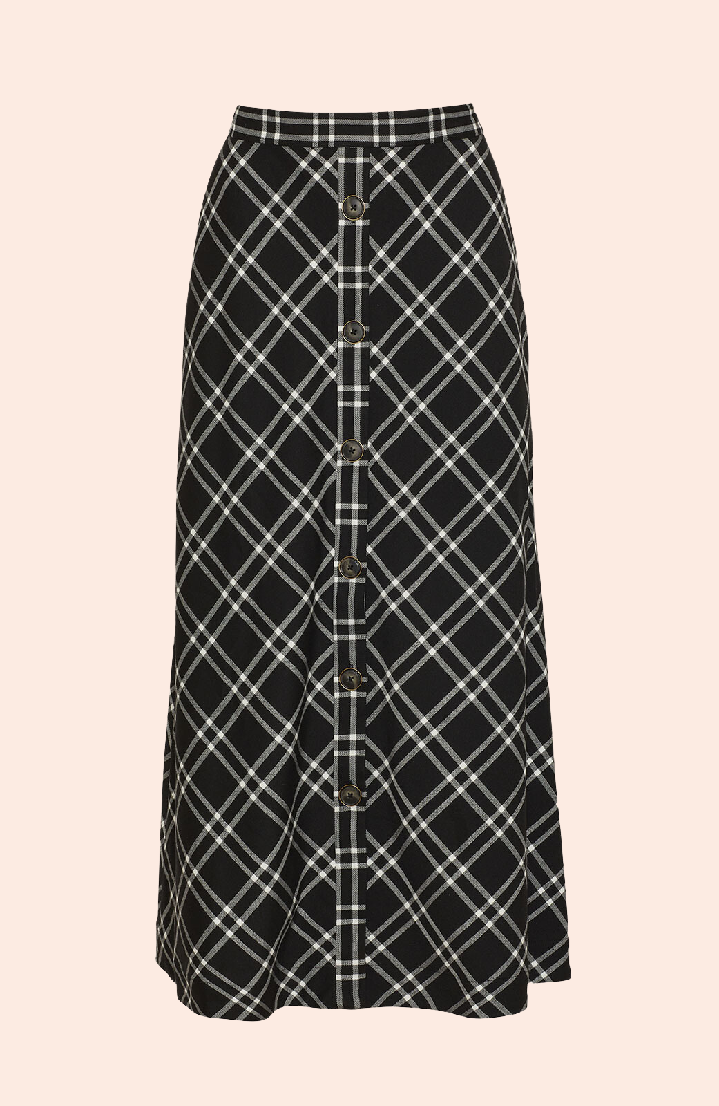 Oversized Plaid Midi Skirt | Black/White