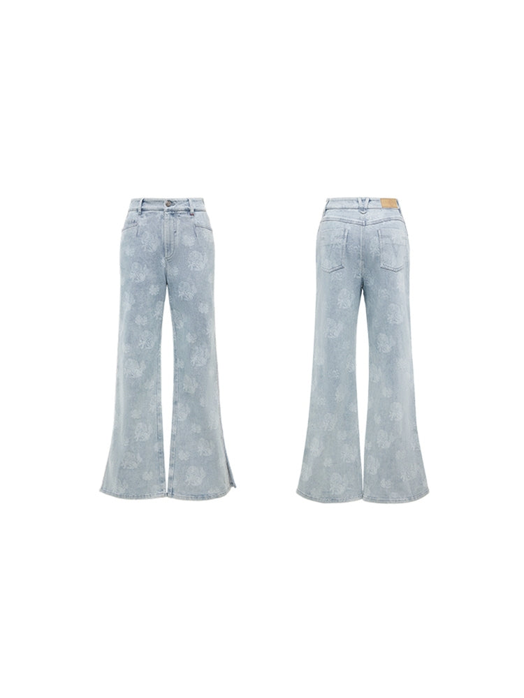 Slightly Flared Slit Jeans | Blue
