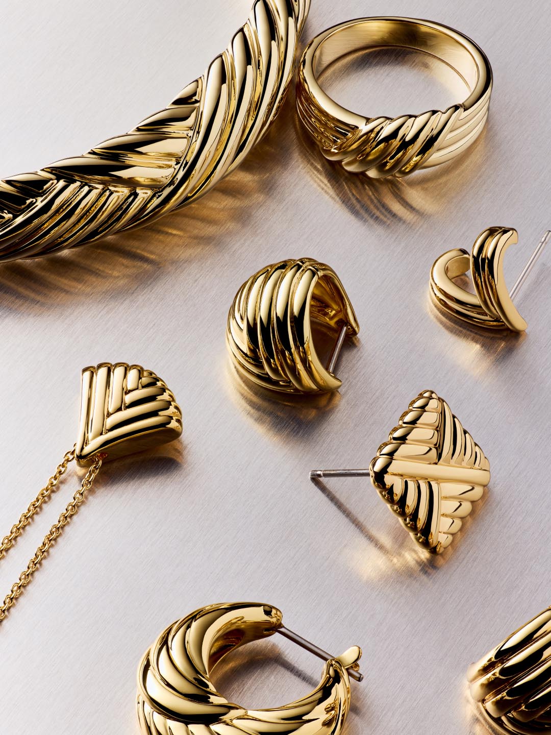 14K Gold Plated Botanica Triangle Braided Statement Huggie Hoops Earrings For Women Ana Luisa Haven