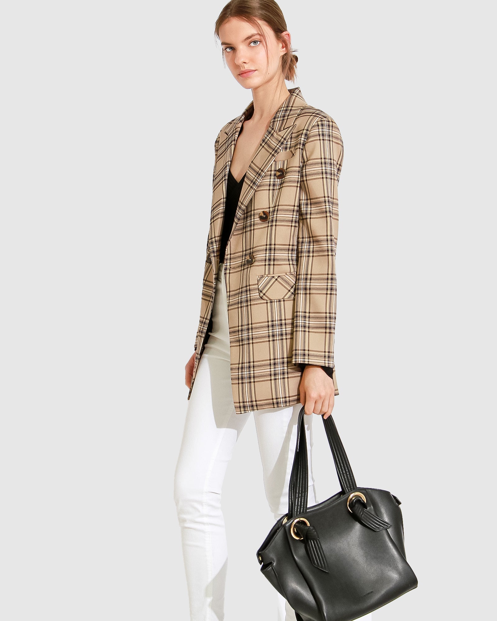 Too Cool For Work Plaid Blazer | Women | Camel