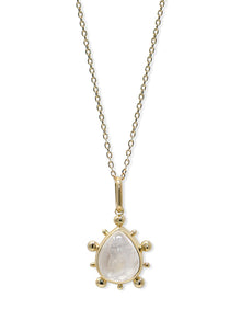 Dew Drop Moonstone Necklace | Moonstone | 14K Yellow Gold