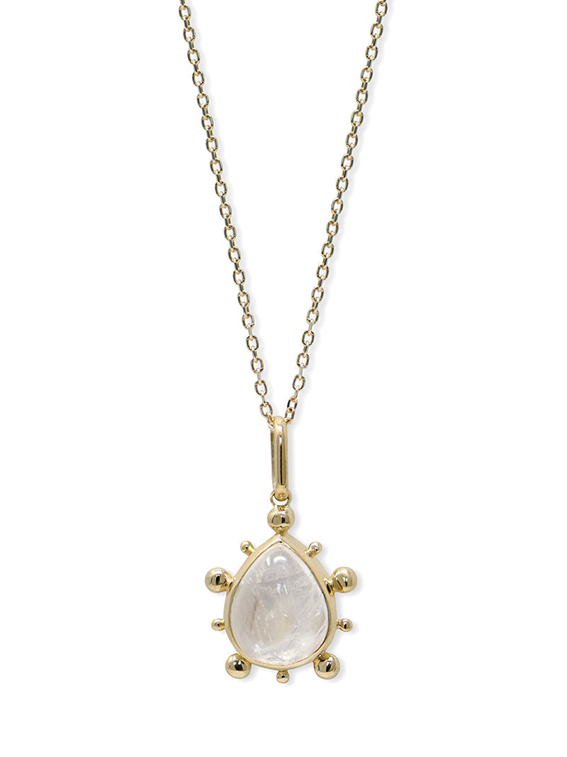 Dew Drop Moonstone Necklace | Moonstone | 14K Yellow Gold