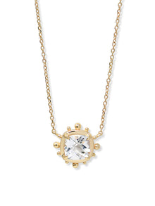 Dew Drop Avery Cushion Solitaire Necklace | Clear Topaz | 14K Yellow Gold