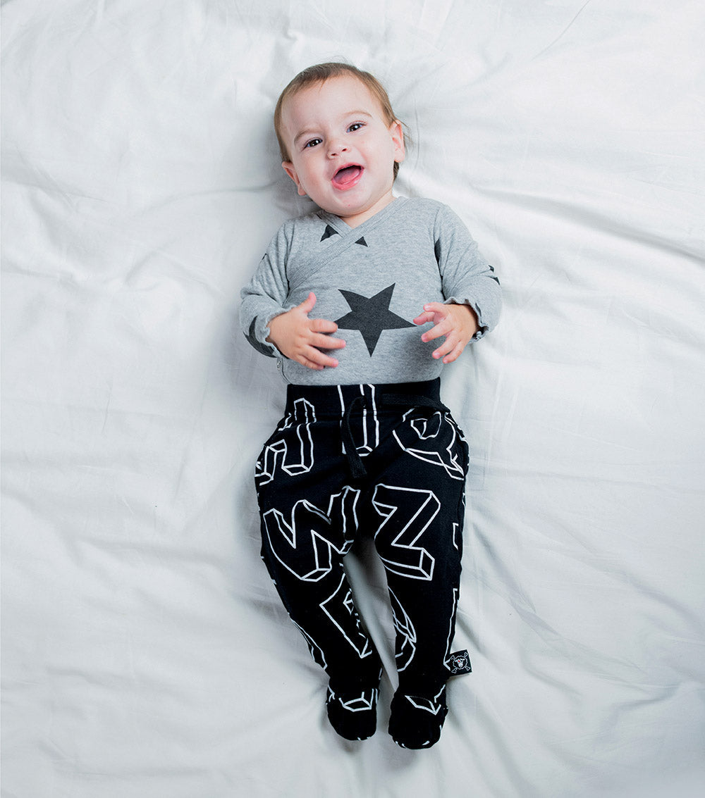 Newborn | A-Z Footed Baggy Pants | Black