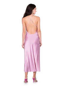 Open Back Cross Strap Midi Slip Dress | Lilac