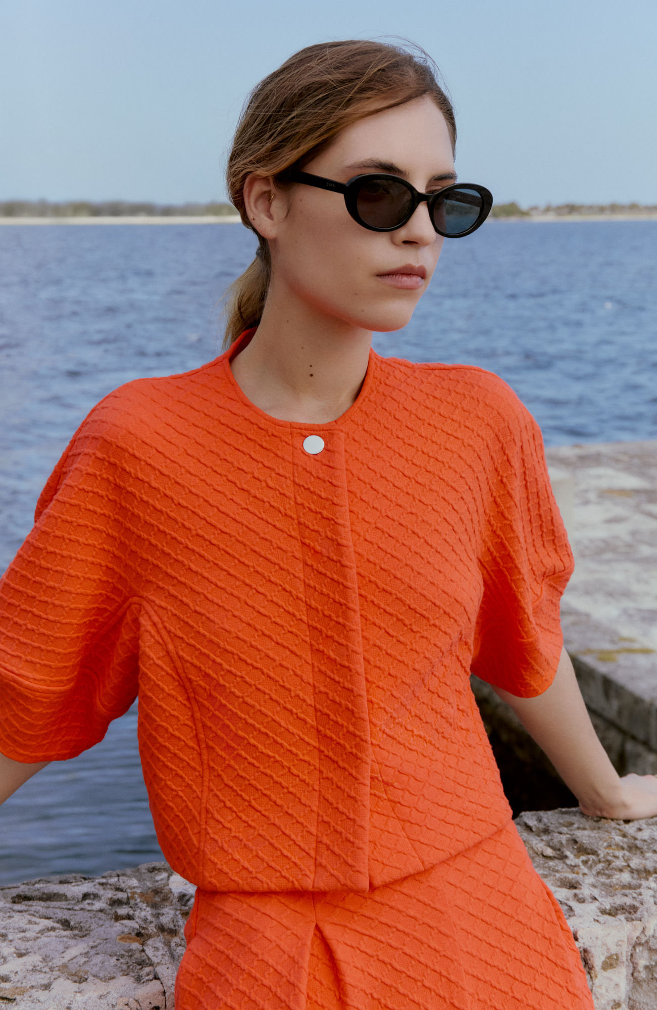 Textured Jersey Jacket | Vermillion