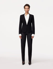 Another Tomorrow Doppio Cropped Blazer in Black – Wool Women's Jacket