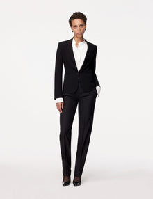 Another Tomorrow Doppio Cropped Blazer in Black – Wool Women's Jacket