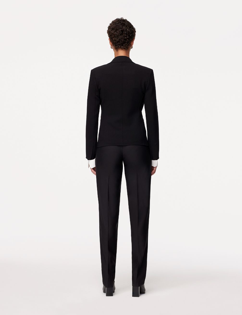 Another Tomorrow Doppio Cropped Blazer in Black – Wool Women's Jacket