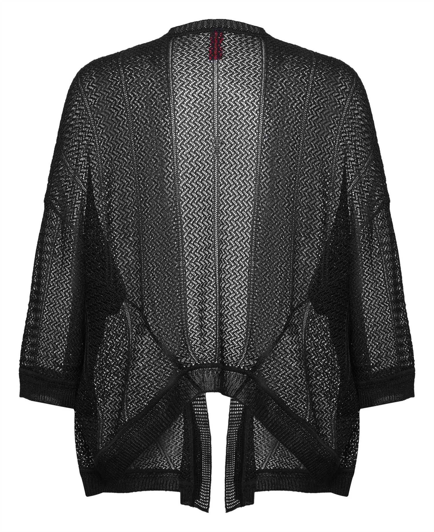 Vertical Geometric Texture Mulberry Silk Knit Cardigan | Black