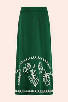 Floral Embroidered Skirt | Green