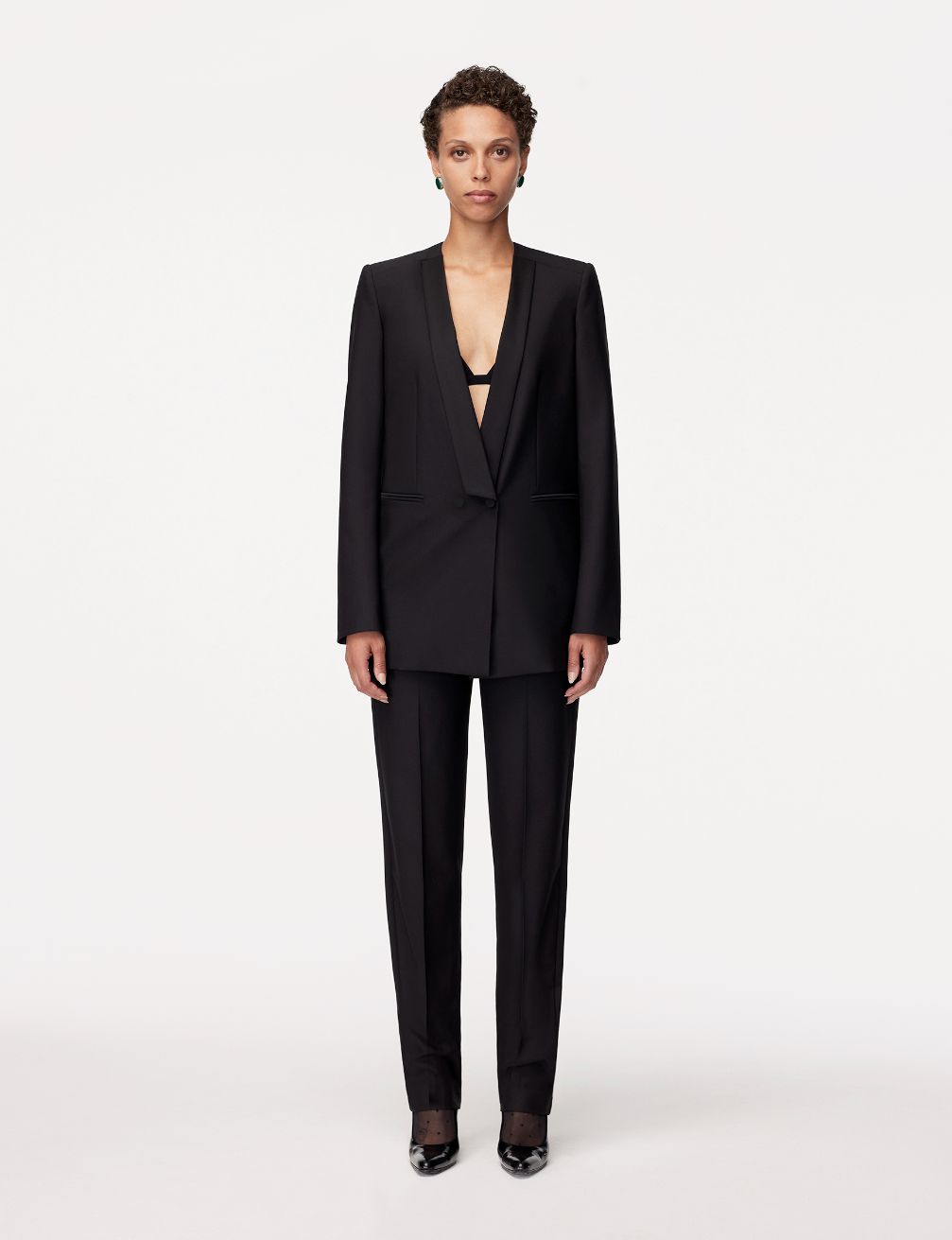 Another Tomorrow Tuxedo Jacket in Black – Wool Women's Jacket