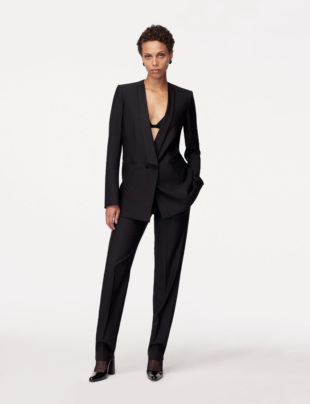 Another Tomorrow Tuxedo Jacket in Black – Wool Women's Jacket