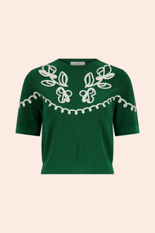 Floral Embroidered Top | Green