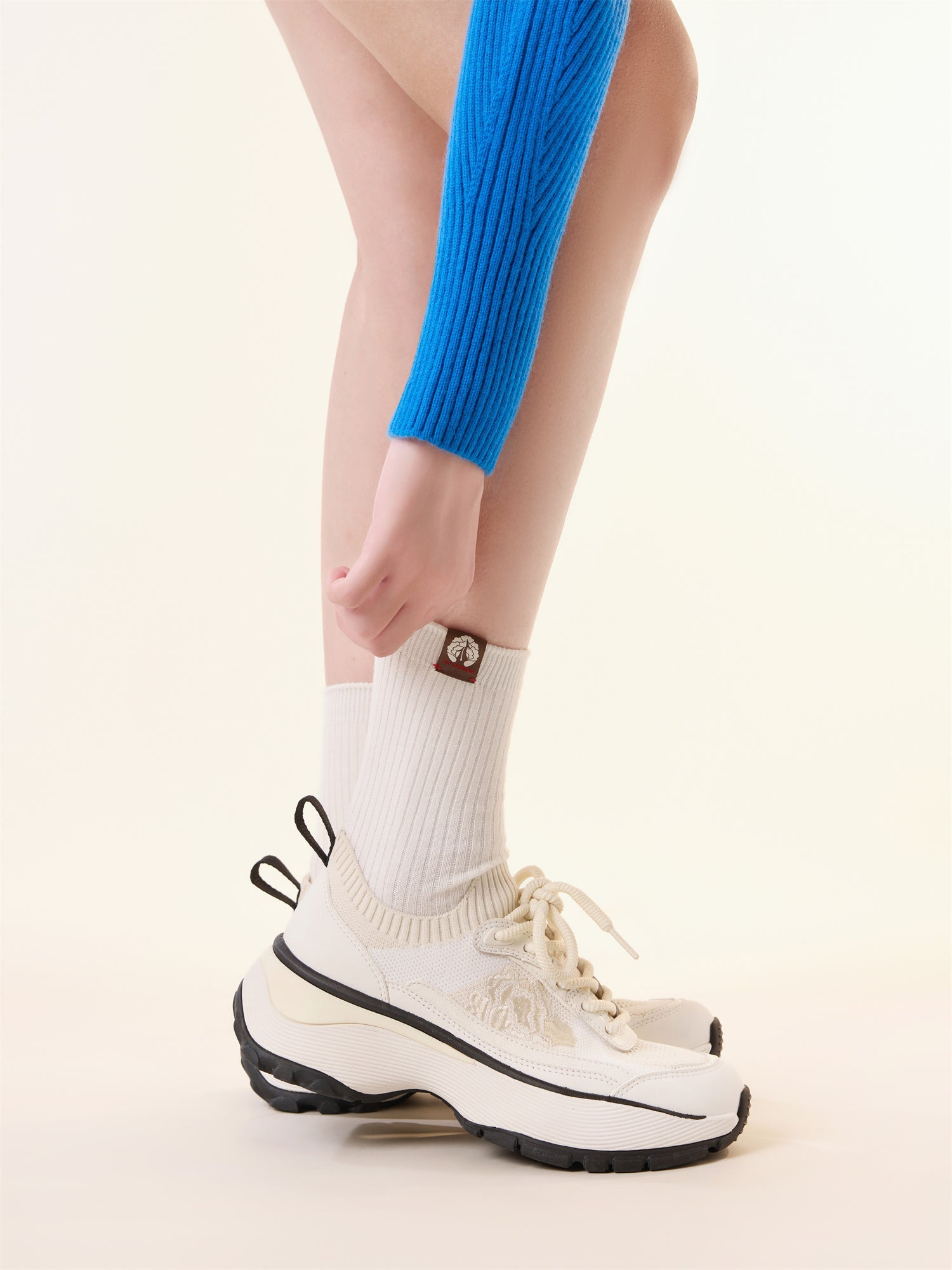 Thick-Soled Knitted Sports Shoes | White