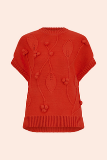 Embroidered Sleeveless Sweater | Vermillion