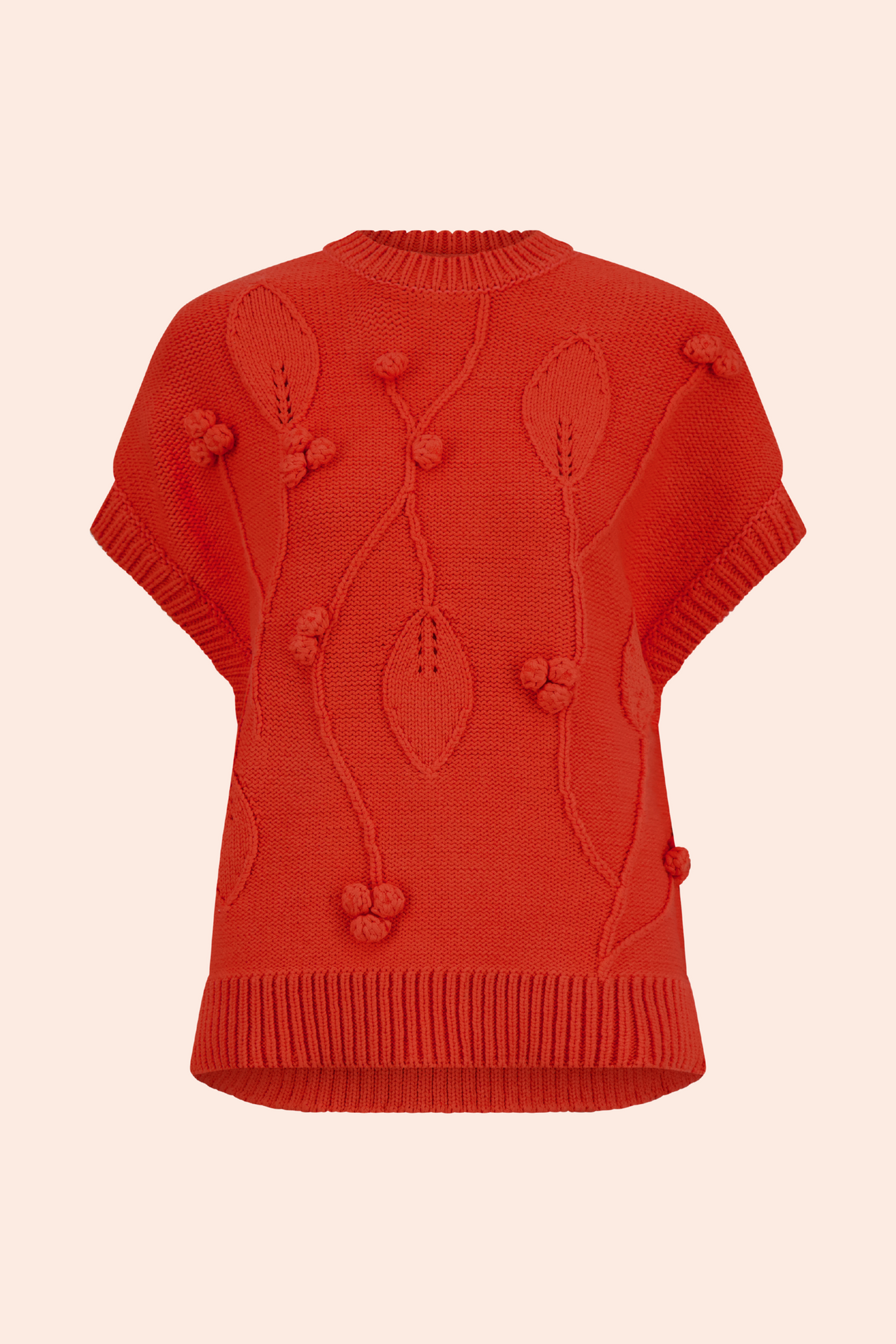 Embroidered Sleeveless Sweater | Vermillion