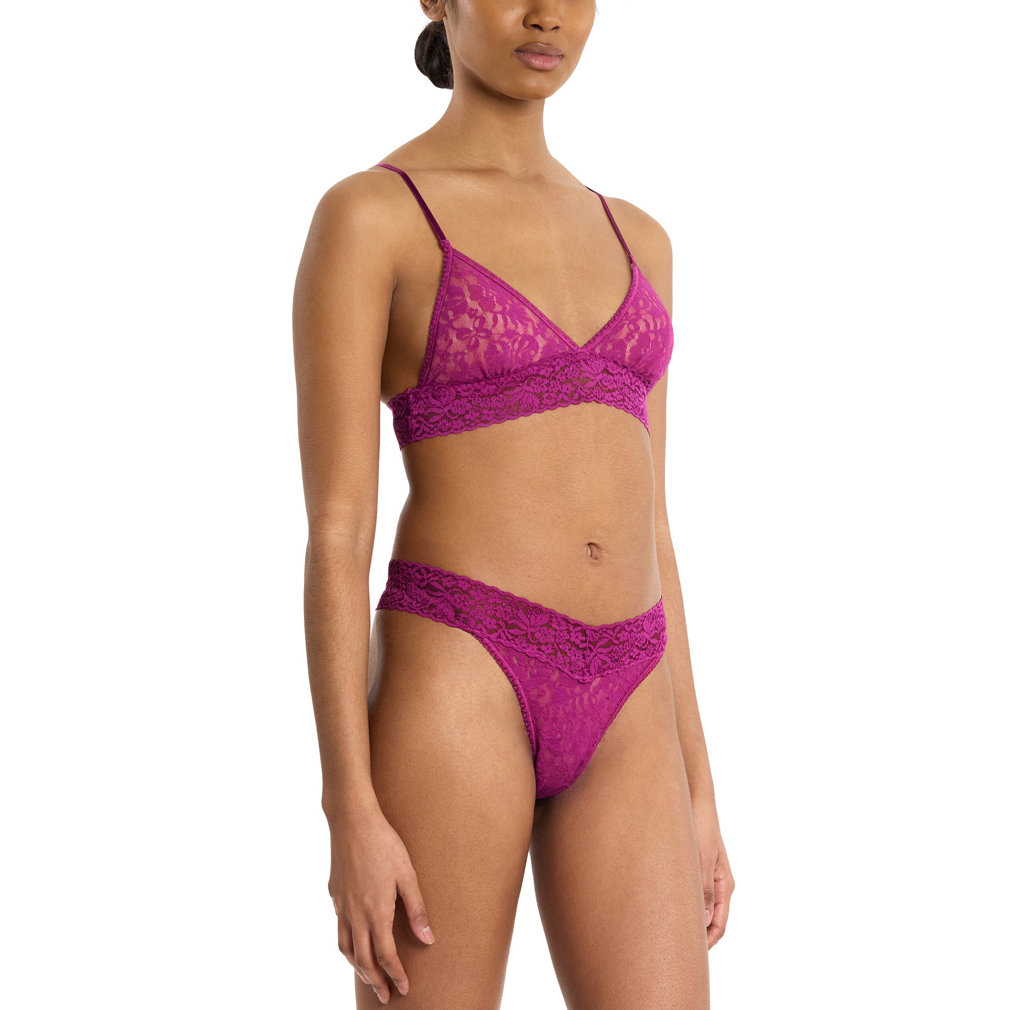 Flora Lace Original Rise Thong | Picking Plums (Pink)
