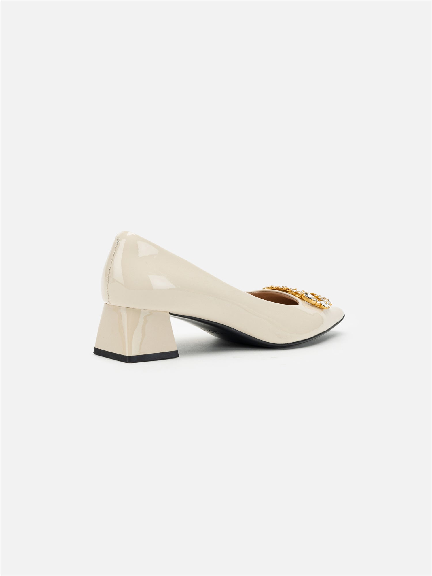 Buckle Detail Chunky Heel Commuter Shoes | White