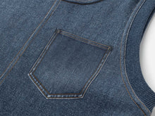Sleeveless Faux Denim Dress | Blue