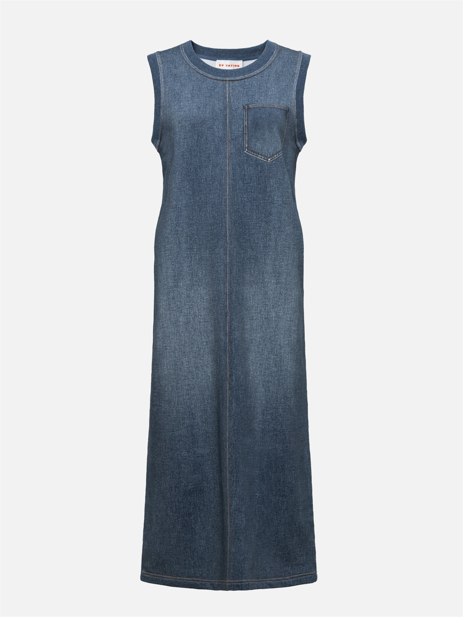 Sleeveless Faux Denim Dress | Blue