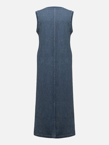 Sleeveless Faux Denim Dress | Blue