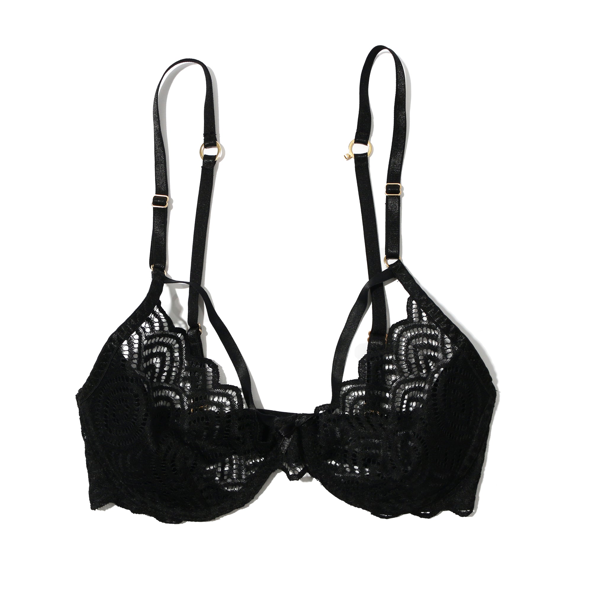 Strappy Lace Underwire Bra | Black