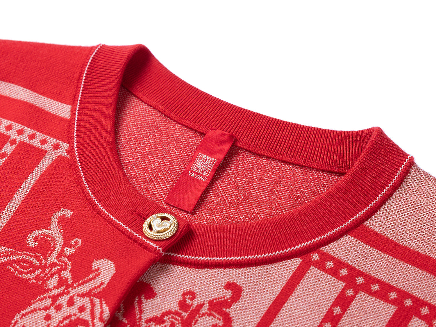 Embossed Knit Cardigan | Red