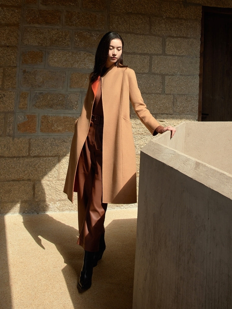 Leather Straight Leg Pants | Khaki