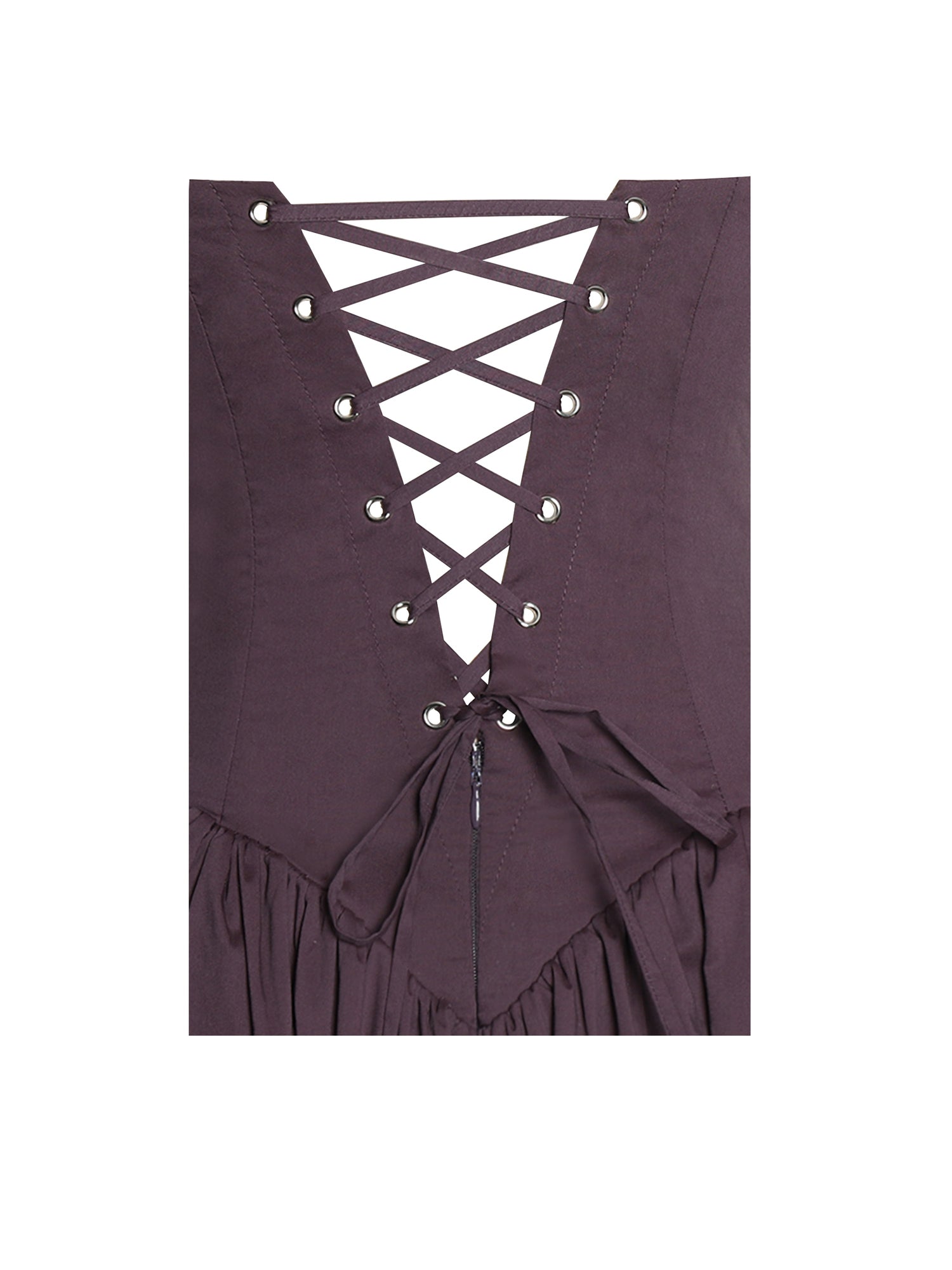 Oakleigh Blackberry Purple Cotton Lace-up Back Midi Dress | Black