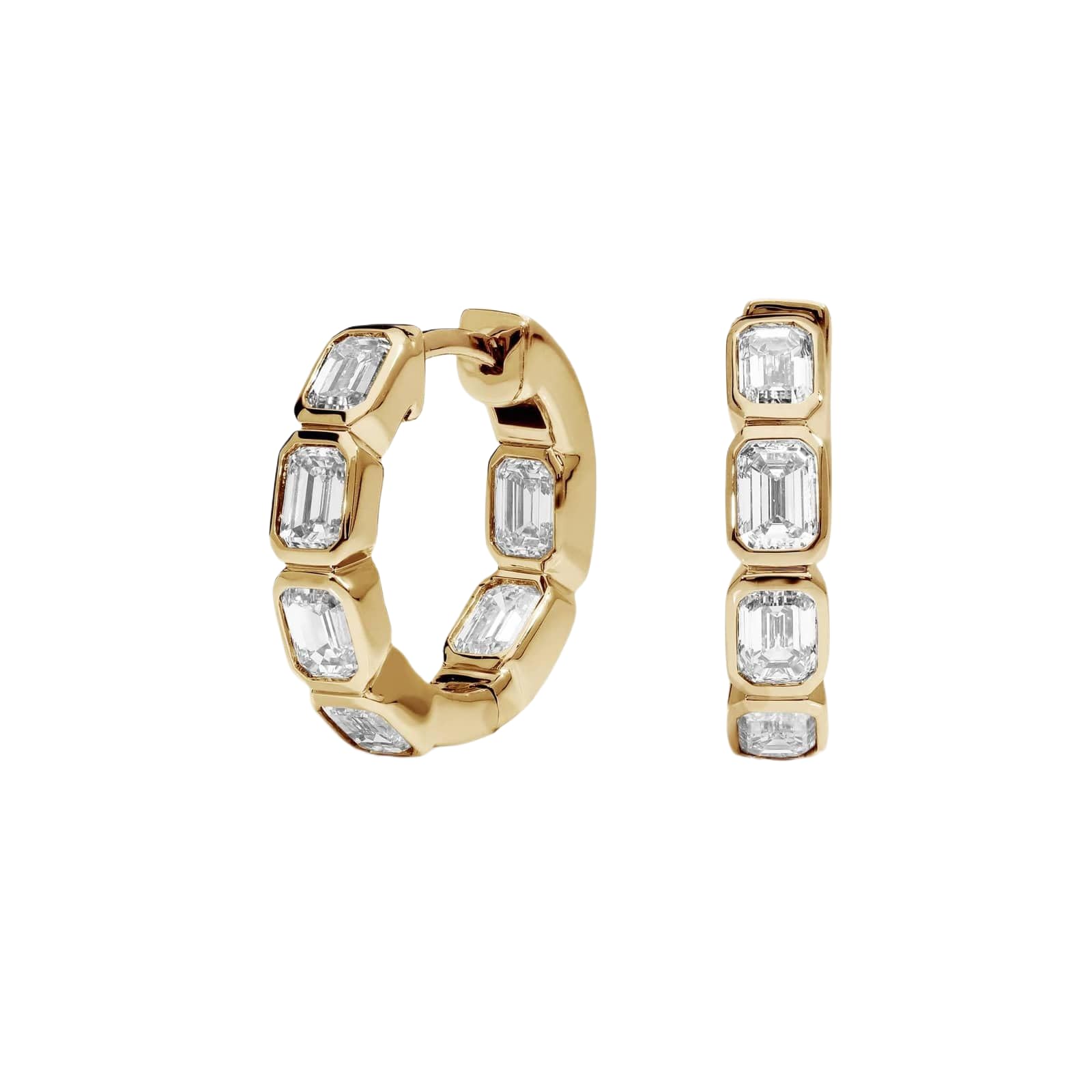 2.00 CT Emerald Lab-Grown Diamond | Inside Out Hoops Earrings | 14K Yellow Gold