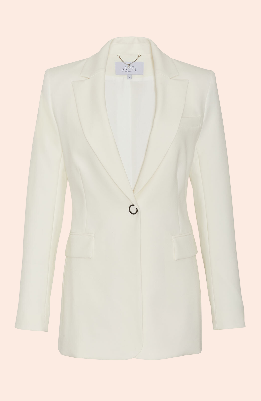 Stretch Crepe Contrast Detail Blazer | Ivory