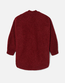 V Neck Oversized Cardigan | Burgundy Shag