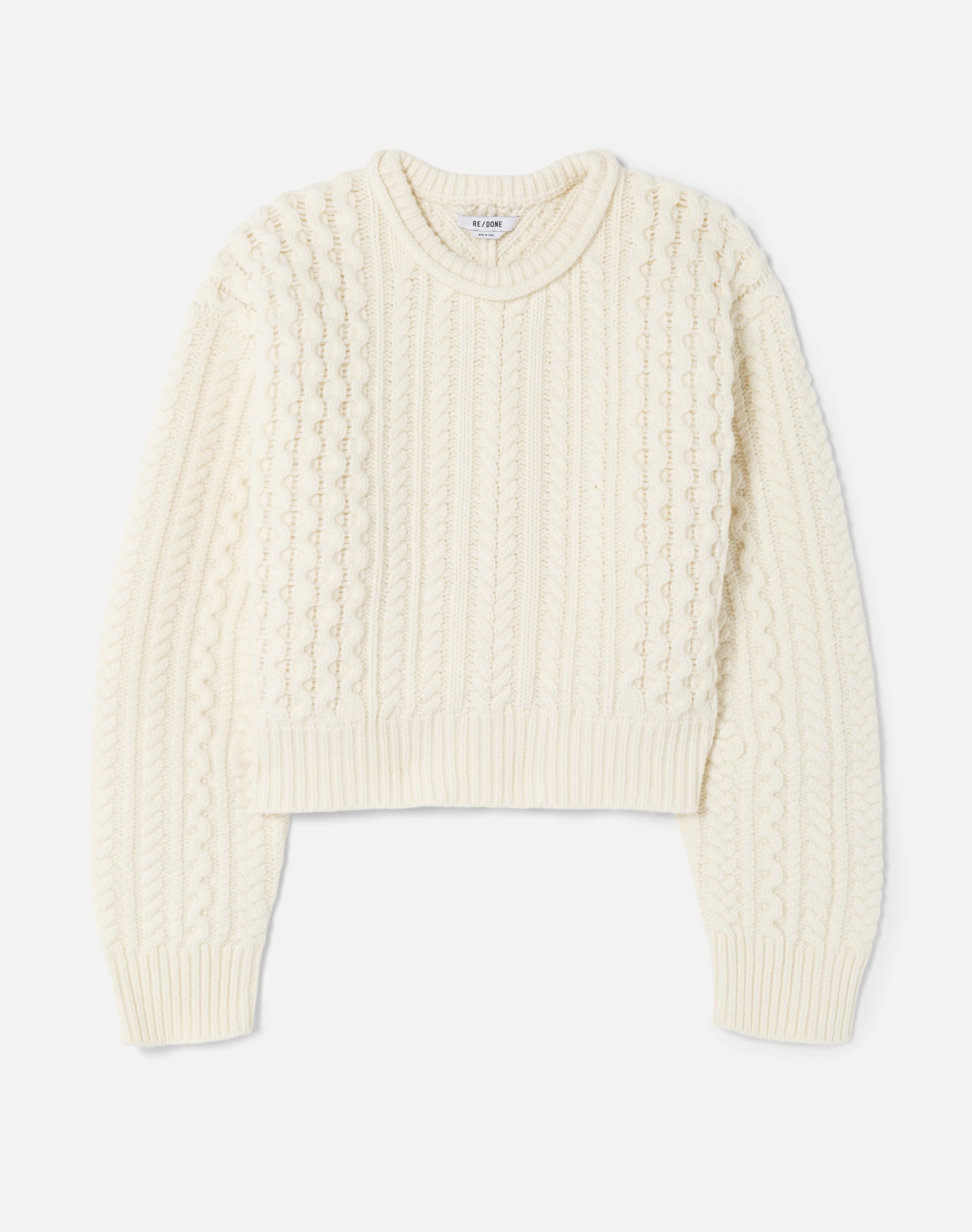 Crewneck Cable Knit Pullover | Ivory