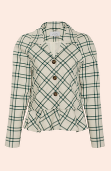 Oversized Plaid Jacket | Ivory/Forest